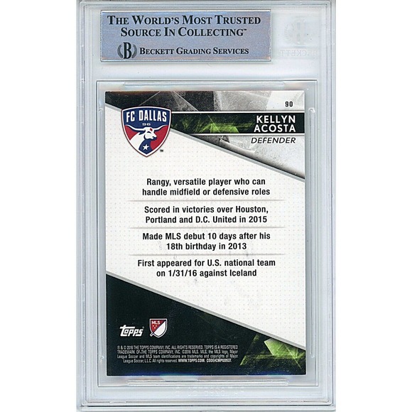 Kellyn Acosta FC Dallas Autographed 2016 Topps Apex Soccer MLS Card Beckett Slab - Picture 2 of 4